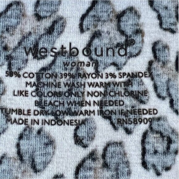 Westbound - Women's Blue White Traced Floral Vine 3/4 Sleeve Blouse Cotton - Picture 10 of 14